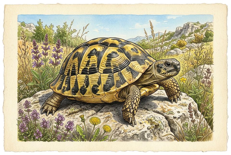 Šumska kornjača (Testudo hermanni) u prirodnom staništu