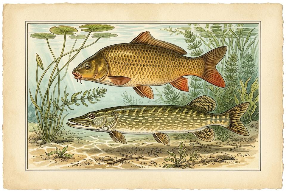 Šaran (Cyprinus carpio) i rečna štuka (Esox lucius) u slatkovodnom staništu